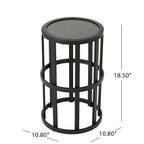 Table d'appoint ronde en carreaux de céramique industrielle avec cadre en fer noir, 28 cm