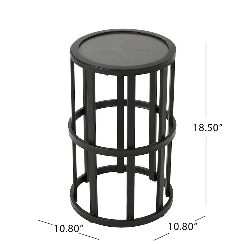 Table d'appoint ronde en carreaux de céramique industrielle avec cadre en fer noir, 28 cm