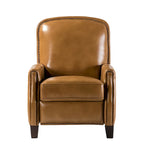Fauteuil inclinable moderne rétro en cuir véritable avec garniture cloutée et cadre en bois