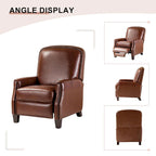 Fauteuil inclinable moderne rétro en cuir véritable avec garniture cloutée et cadre en bois