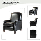 Fauteuil inclinable moderne rétro en cuir véritable avec garniture cloutée et cadre en bois