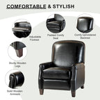 Fauteuil inclinable moderne rétro en cuir véritable avec garniture cloutée et cadre en bois