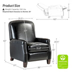 Fauteuil inclinable moderne rétro en cuir véritable avec garniture cloutée et cadre en bois