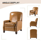 Fauteuil inclinable moderne rétro en cuir véritable avec garniture cloutée et cadre en bois