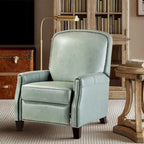 Fauteuil inclinable moderne rétro en cuir véritable avec garniture cloutée et cadre en bois