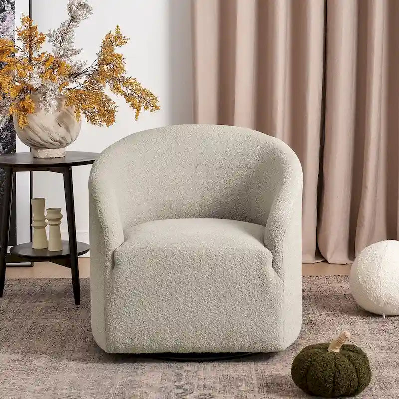 Fauteuil pivotant à 360° en bouclette, 32 po, entièrement assemblé