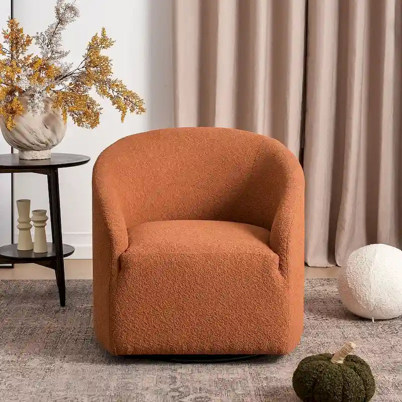 Fauteuil d'appoint pivotant à 360° en tissu bouclette de 32 pouces, entièrement assemblé