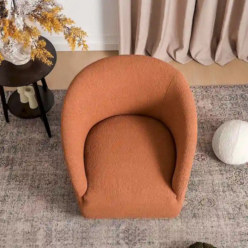 Fauteuil d'appoint pivotant à 360° en tissu bouclette de 32 pouces, entièrement assemblé