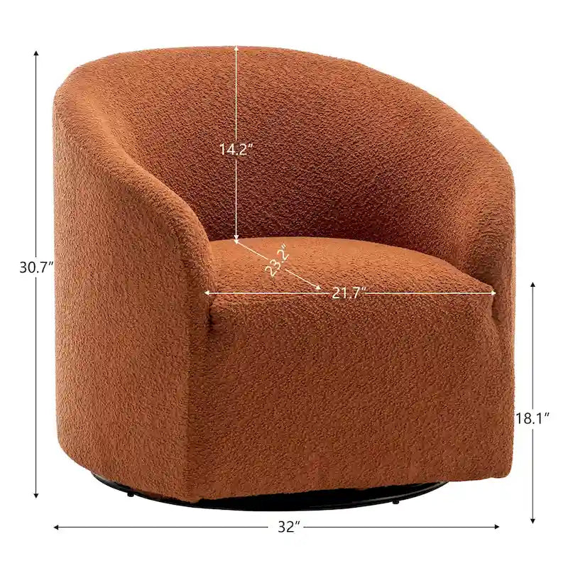 Fauteuil d'appoint pivotant à 360° en tissu bouclette de 32 pouces, entièrement assemblé