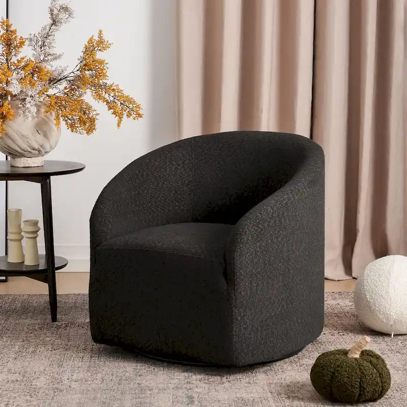 Fauteuil d'appoint pivotant à 360° en tissu bouclette de 32 pouces, entièrement assemblé