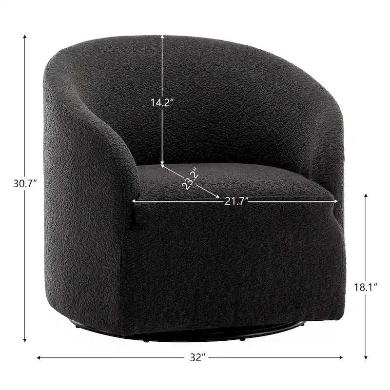 Fauteuil d'appoint pivotant à 360° en tissu bouclette de 32 pouces, entièrement assemblé