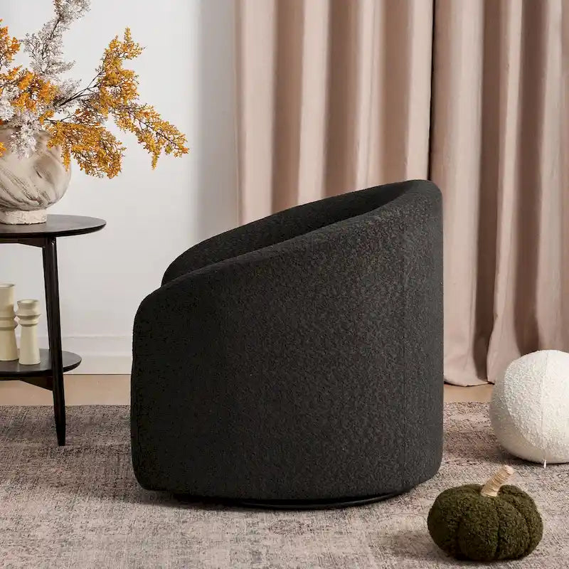 Fauteuil d'appoint pivotant à 360° en tissu bouclette de 32 pouces, entièrement assemblé