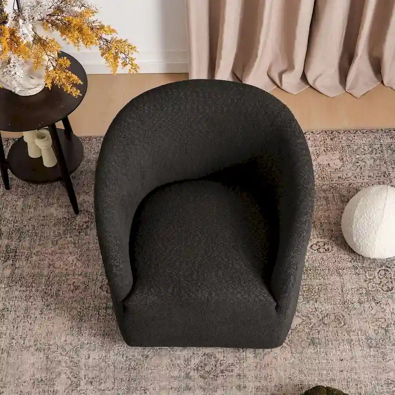 Fauteuil d'appoint pivotant à 360° en tissu bouclette de 32 pouces, entièrement assemblé