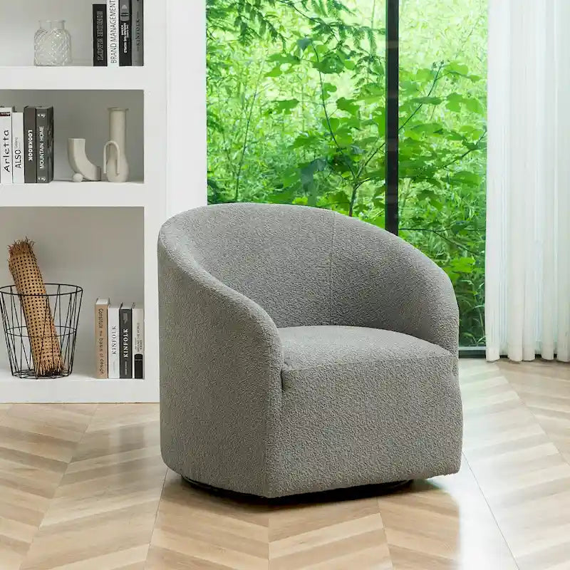 Fauteuil d'appoint pivotant à 360° en tissu bouclette de 32 pouces, entièrement assemblé