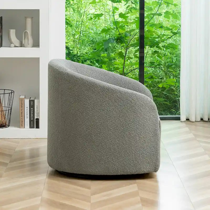 Fauteuil d'appoint pivotant à 360° en tissu bouclette de 32 pouces, entièrement assemblé