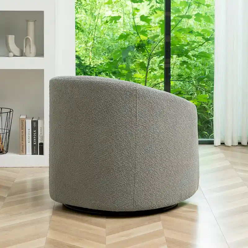 Fauteuil d'appoint pivotant à 360° en tissu bouclette de 32 pouces, entièrement assemblé