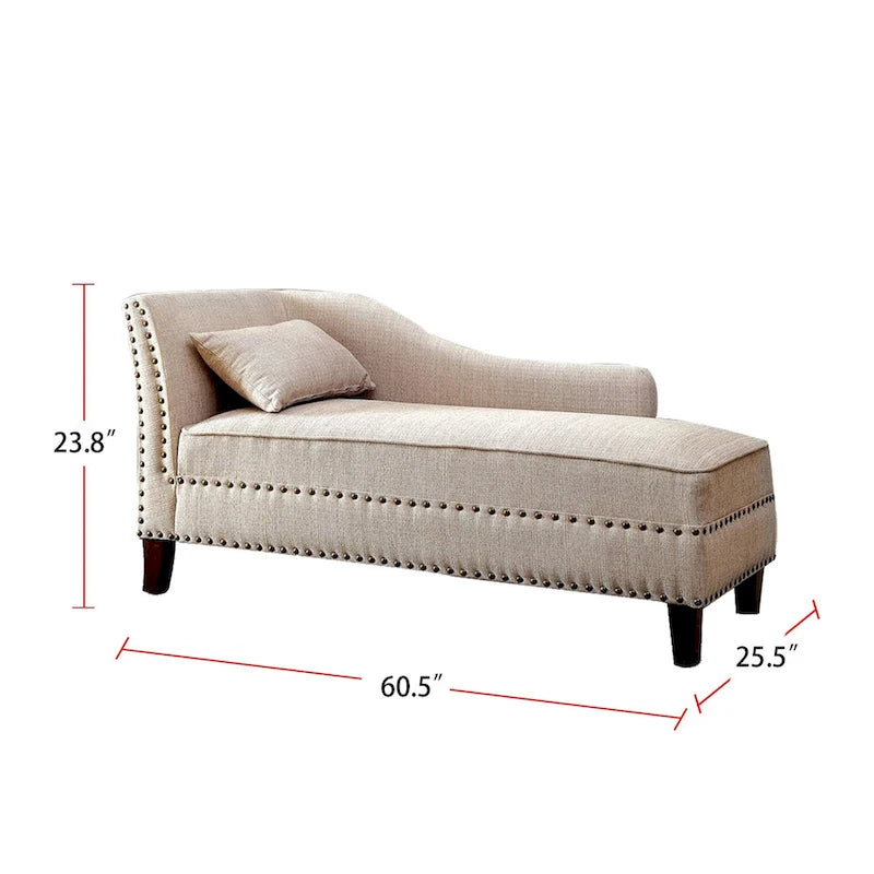 Chaise longue en tissu et bois au fini beige