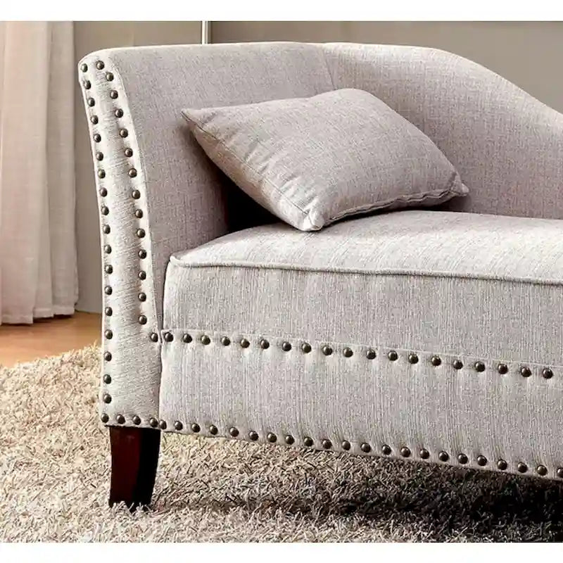 Chaise longue en tissu et bois au fini beige