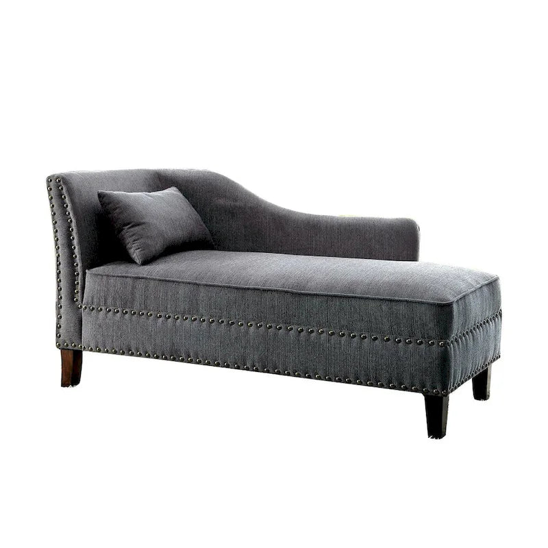 Chaise longue en tissu et bois, finition beige