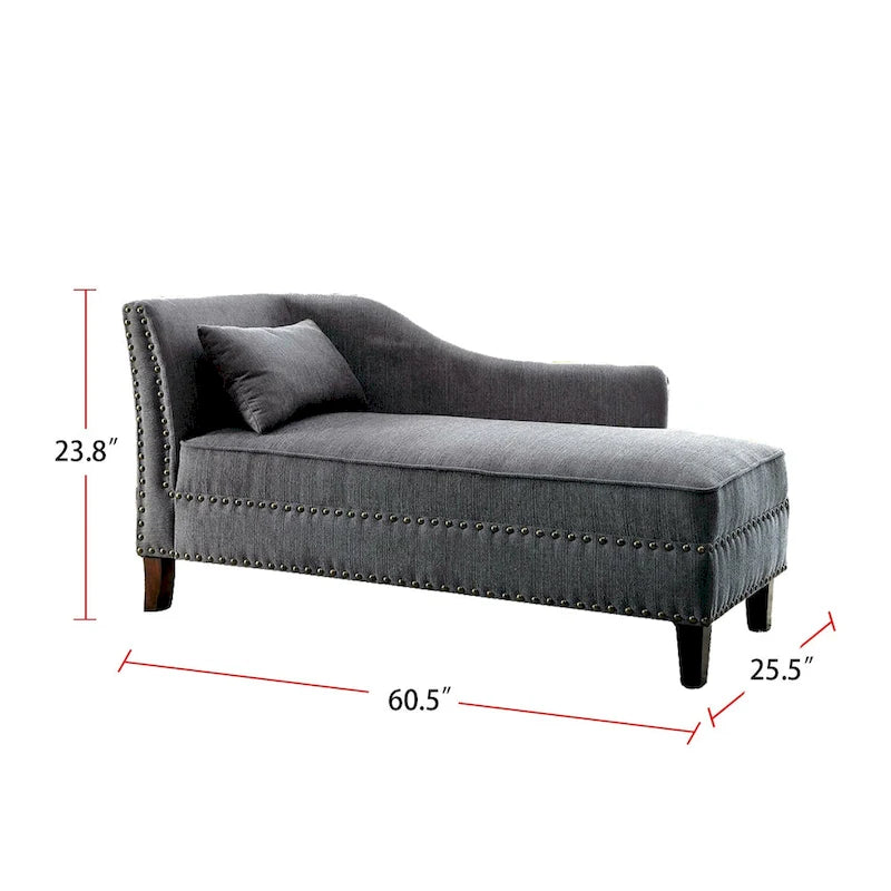 Chaise longue en tissu et bois, finition beige