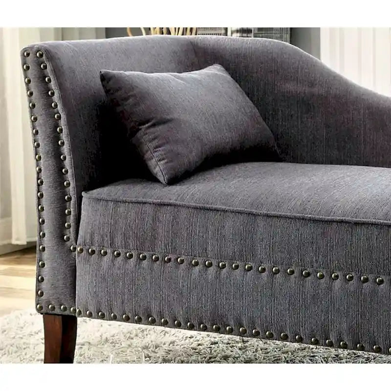 Chaise longue en tissu et bois, finition beige