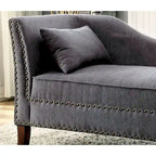 Chaise longue en tissu et bois, finition beige