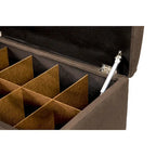 Banc de rangement pour chaussures 10 boutons capitonné en lin avec vérin hydraulique, fabriqué aux États-Unis