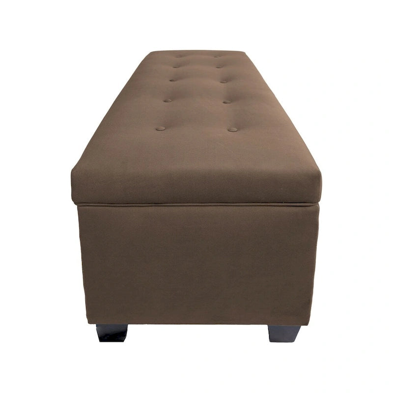 Banc de rangement pour chaussures 10 boutons capitonné en lin avec vérin hydraulique, fabriqué aux États-Unis