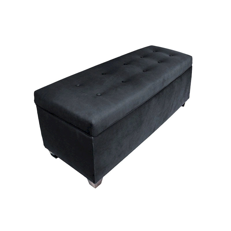 Banc de rangement pour chaussures 10 boutons capitonné en lin avec vérin hydraulique, fabriqué aux États-Unis