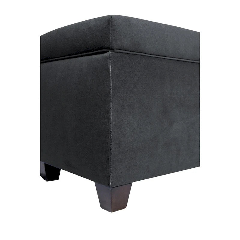 Banc de rangement pour chaussures 10 boutons capitonné en lin avec vérin hydraulique, fabriqué aux États-Unis
