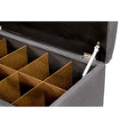 Banc de rangement pour chaussures 10 boutons capitonné en lin avec vérin hydraulique, fabriqué aux États-Unis