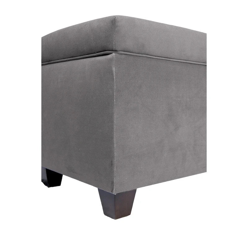 Banc de rangement pour chaussures 10 boutons capitonné en lin avec vérin hydraulique, fabriqué aux États-Unis