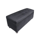 Banc de rangement pour chaussures 10 boutons capitonné en lin avec vérin hydraulique, fabriqué aux États-Unis