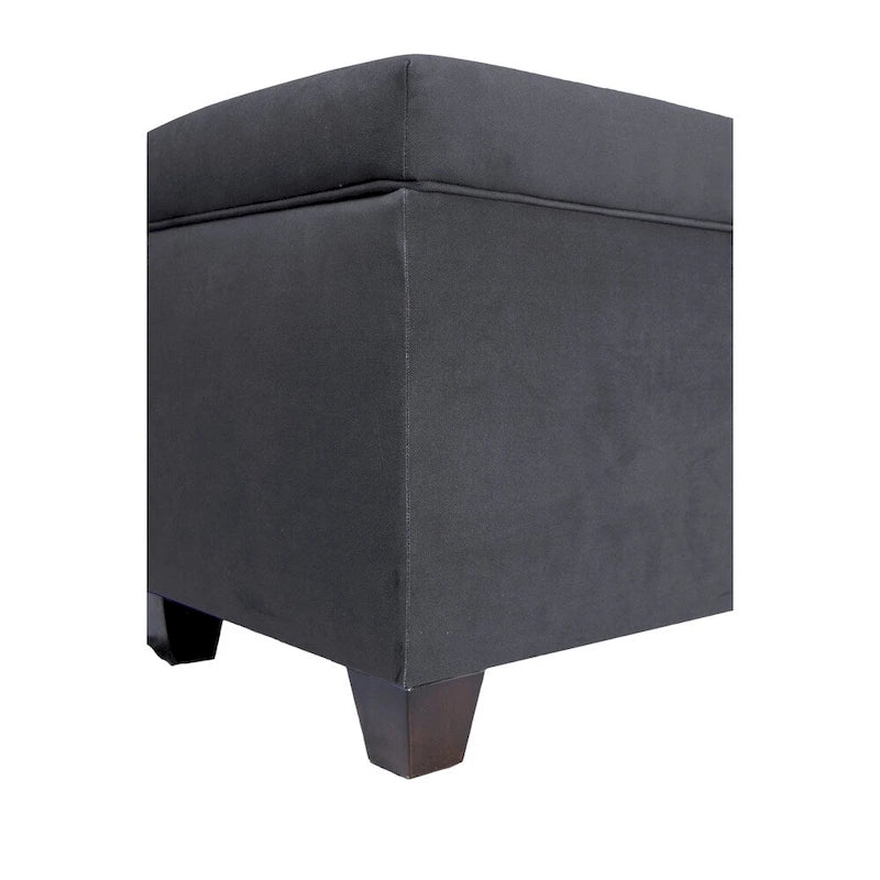 Banc de rangement pour chaussures 10 boutons capitonné en lin avec vérin hydraulique, fabriqué aux États-Unis