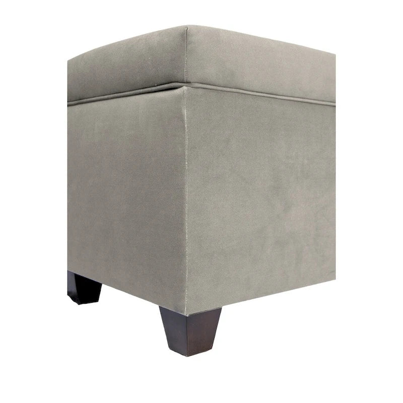 Banc de rangement pour chaussures 10 boutons capitonné en lin avec vérin hydraulique, fabriqué aux États-Unis