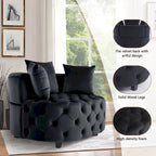 Grand fauteuil tonneau classique moderne en velours avec 2 oreillers