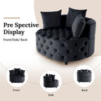 Grand fauteuil tonneau classique moderne en velours avec 2 oreillers