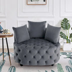 Grand fauteuil tonneau classique moderne en velours avec 2 oreillers