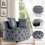 Grand fauteuil tonneau classique moderne en velours avec 2 oreillers
