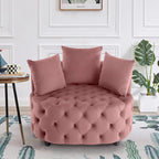 Grand fauteuil tonneau classique moderne en velours avec 2 oreillers