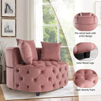 Grand fauteuil tonneau classique moderne en velours avec 2 oreillers