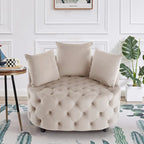 Grand fauteuil tonneau classique moderne en velours avec 2 oreillers
