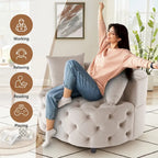 Grand fauteuil tonneau classique moderne en velours avec 2 oreillers