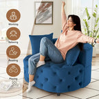 Grand fauteuil tonneau classique moderne en velours avec 2 oreillers