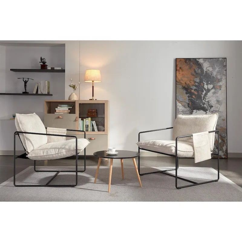 Lot de 2 fauteuils d'appoint modernes en velours avec cadre en acier, capacité de 136 kg