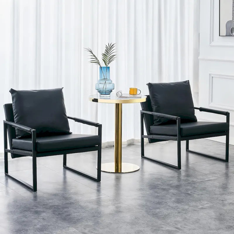 Lot de 2 fauteuils d'appoint modernes en velours avec cadre en acier, capacité de 136 kg