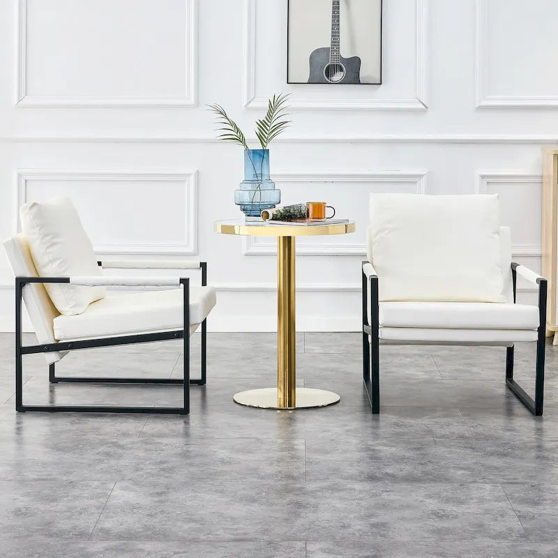 Lot de 2 fauteuils d'appoint modernes en velours avec cadre en acier, capacité de 136 kg