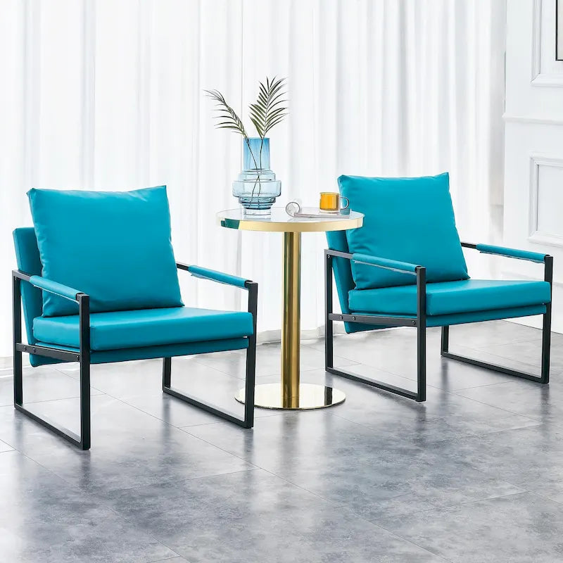 Lot de 2 fauteuils d'appoint modernes en velours avec cadre en acier, capacité de 136 kg