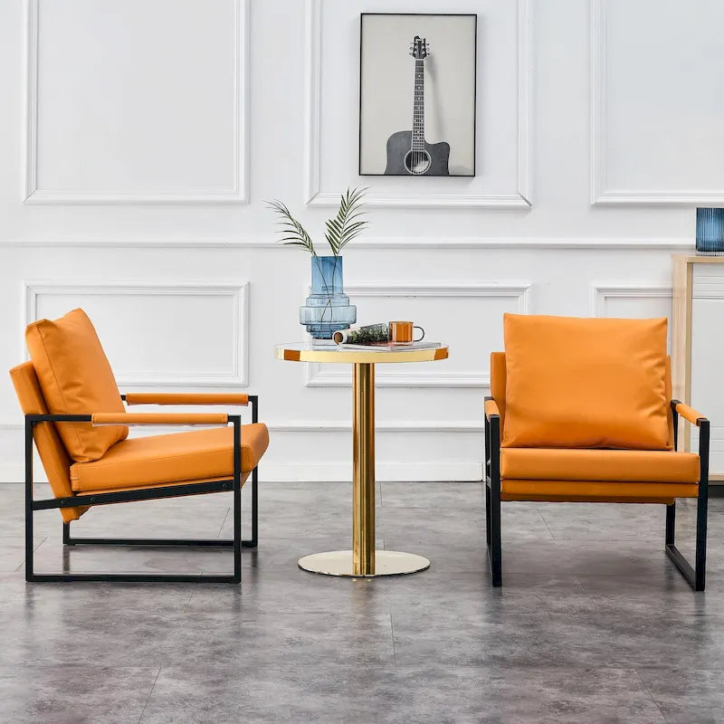 Lot de 2 fauteuils d'appoint modernes en velours avec cadre en acier, capacité de 136 kg