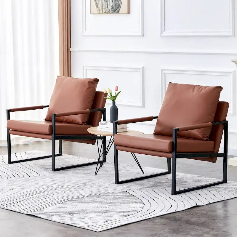 Lot de 2 fauteuils d'appoint modernes en velours avec cadre en acier, capacité de 136 kg